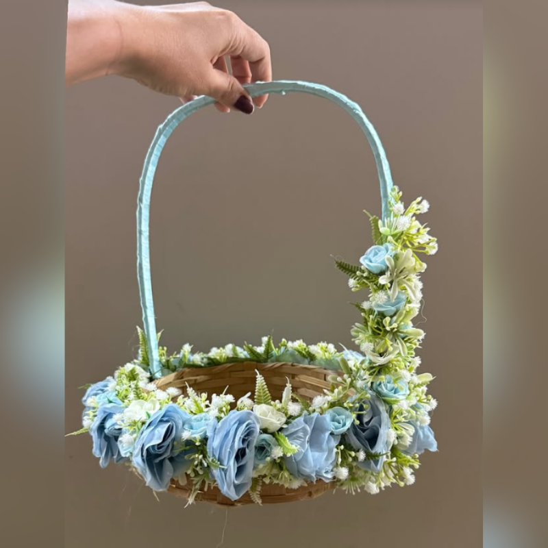 Cesta Decorada com Flores 45cm